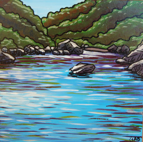 California river painting follow the sun art