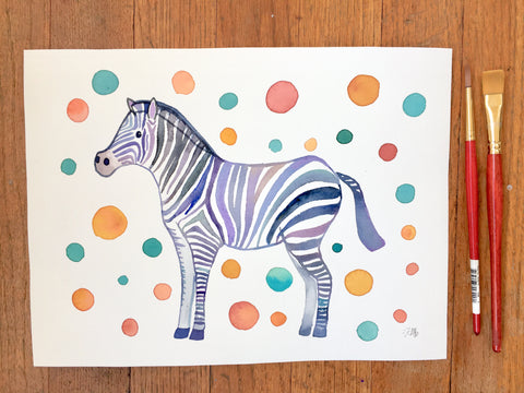 Party Zebra Watercolor Illustration