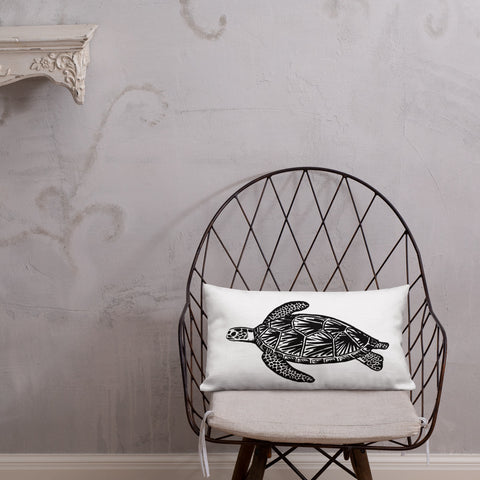 sea turtle throw pillow, beach house decor, ocean gift idea