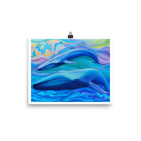 blue whale art print, follow the sun art