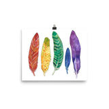 rainbow feathers watercolor art print