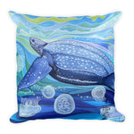 Sea turtle pillow follow the sun art