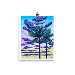 sunset palm trees tropical art print