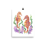seahorse watercolor art print, follow the sun art