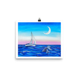 sunset sailing art print, anastasiya bachmanova