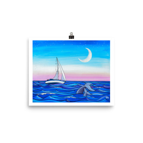 sunset sailing art print, anastasiya bachmanova