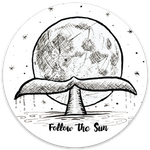 full moon whale fluke art sticker