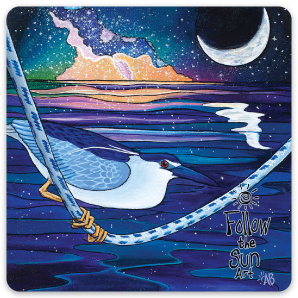 black crowned night heron art sticker