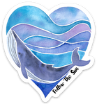 whale heart watercolor art sticker